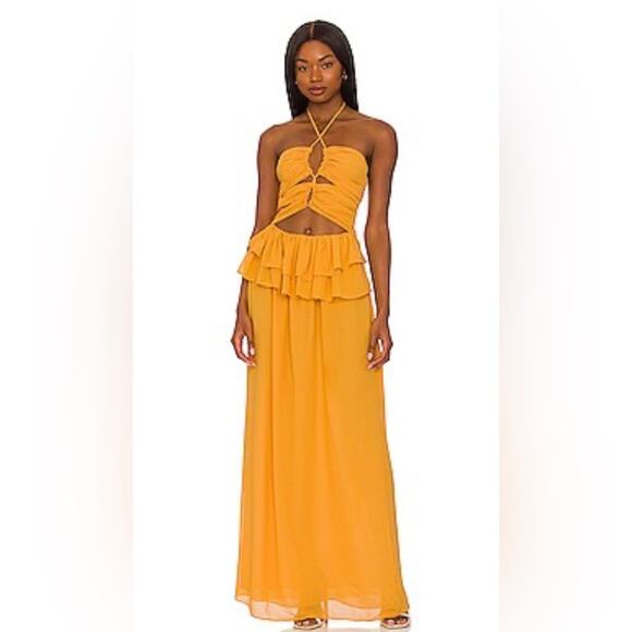 LPA Revolve Lia maxi dress mustard yellow medium new with tags - Picture 1 of 11